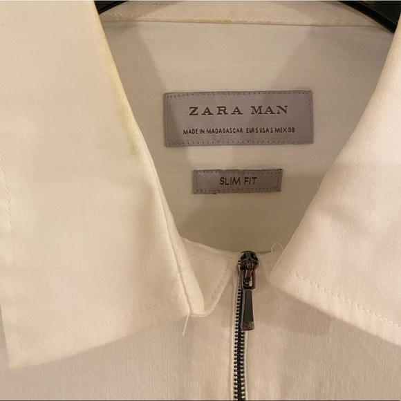 ZARA White Zip-Up. Size S. Slim Fit - Picture 5 of 5